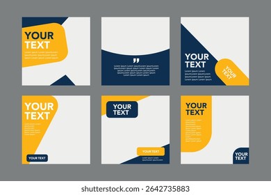 Editable modern minimal square banner templates. Blue, orange and white background color. Suitable for social media post and web internet ads with photo college.