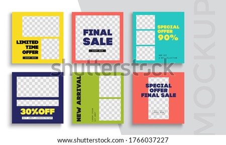 Editable modern minimal square banner templates. Suitable for social media post and web/internet ads. Vector illustration with photo college.