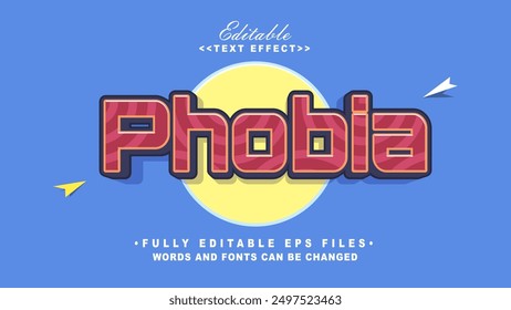 editable modern phobia text effect.typhography logo