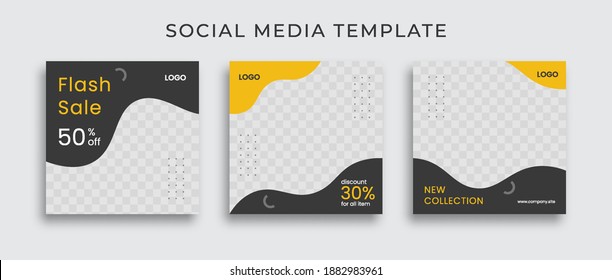 Editable modern Social Media banner Template. Anyone can use This Design Easily. Promotional web banner for social media with black and yellow color. Elegant sale and discount promo - Vector.