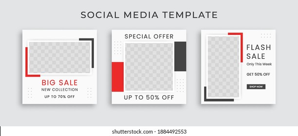 Editable modern Social Media banner Template. Anyone can use This Design Easily. Promotional web banner for social media with black and red color. Elegant sale and discount promo - Vector.