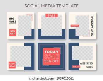 Editable modern Social Media banner Template. Anyone can use This Design Easily. Promotional web banner for social media with blue color. Elegant sale and discount promo - Vector.