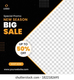 Editable modern social media post template for fashion sale, Instagram, Facebook, Ads, Website banner design