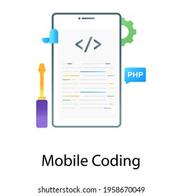 Editable modern style vector of mobile coding in flat gradient design 