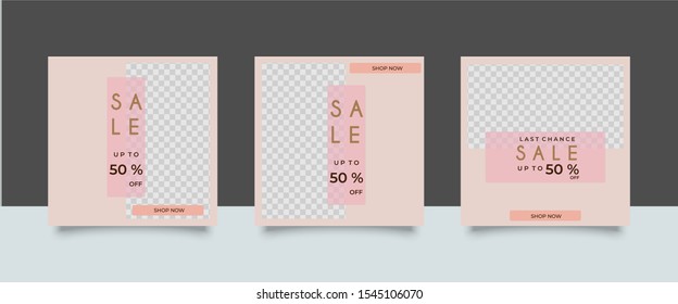 Editable Modern Template. Discount Promo Template. Multipurpose banner. Pinkish Square For Selling.