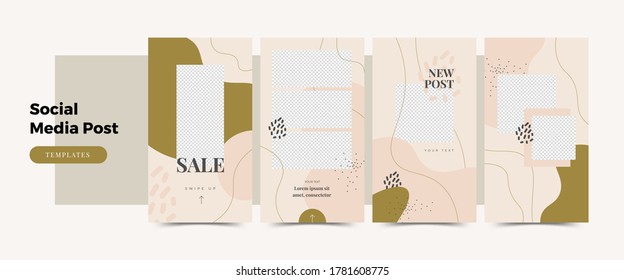 Editable Modern Template. Discount Promo Template for Social Media Post, banner. Elegant sale and discount backgrounds with abstract pattern. Vector cover. Mockup for personal blog or shop.