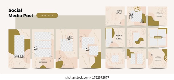 Editable Modern Template. Discount Promo Template for Social Media Post, banner. Elegant sale and discount backgrounds with abstract pattern. Vector cover. Mockup for personal blog or shop.
