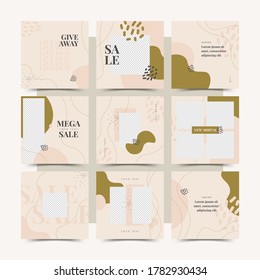 Editable Modern Template. Discount Promo Template for Social Media Post, banner. Elegant sale and discount backgrounds with abstract pattern. Vector cover. Mockup for personal blog or shop.