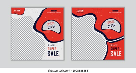 Editable Modern Template. Discount Promo Template. Social Media Post Template.