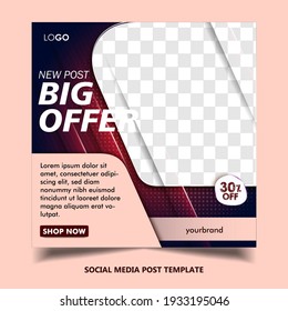 Editable modern template. Discount promo template. Social media post template, social media banner