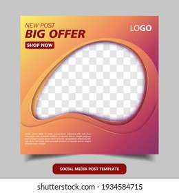 Editable modern template. Discount promo template. Social media post template, social media banner