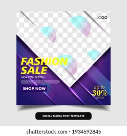 Editable modern template. Discount promo template. Social media post template, social media banner