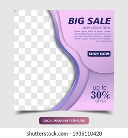 Editable modern template. Discount promo template. Social media post template, social media banner