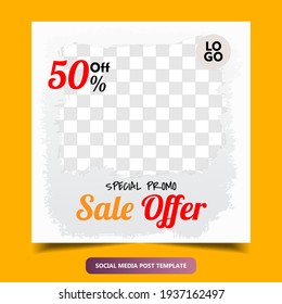 Editable modern template. Discount promo template. Social media post template, social media banner