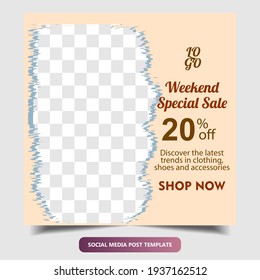 Editable modern template. Discount promo template. Social media post template, social media banner