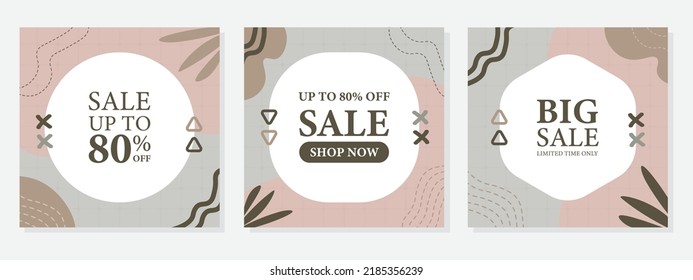 Editable Modern Template. Discount Promo Template for Social Media Post, banner. Elegant sale and discount backgrounds with abstract pattern. Vector cover. Mockup for personal blog or shop.
