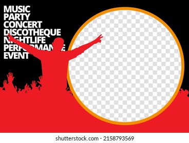 Plantilla moderna editable para medios sociales. Plantilla de promoción para sus productos. Banner de medios sociales con gente bailando, vector.