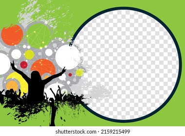 Editable modern template for social media. Promo template for your products. Social media banner with dancing people, vector.