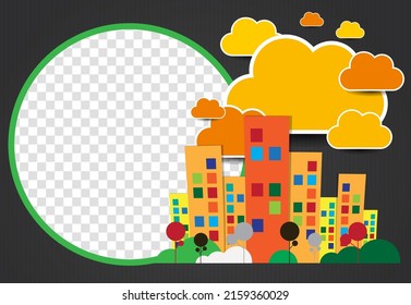 Plantilla moderna editable para medios sociales. Plantilla de promoción para sus productos. Banner de medios sociales con fondo de ciudad, vector.