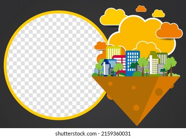Editable modern template for social media. Promo template for your products. Social media banner with city background, vector.
