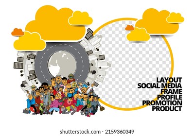 Plantilla moderna editable para medios sociales. Plantilla de promoción para sus productos. Banner de medios sociales con caricaturas de negocios, vector.