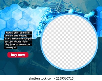 Editable modern template for social media. Promo template for your products. Social media banner with futuristic technology background, vector.