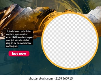 Plantilla moderna editable para medios sociales. Plantilla de promoción para sus productos. Banner de medios sociales con fondo tecnológico futurista, vector.