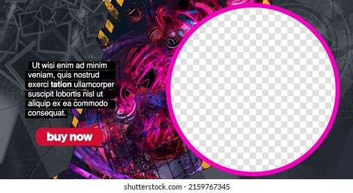 Editable modern template for social media. Promo template for your products. Social media banner with futuristic technology background, vector.