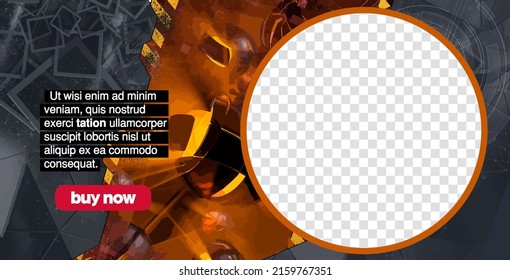 Plantilla moderna editable para medios sociales. Plantilla de promoción para sus productos. Banner de medios sociales con fondo tecnológico futurista, vector.