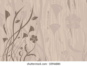 Editable modern vector grunge floral background