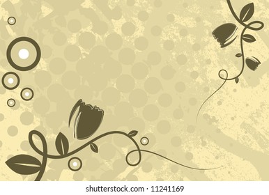 Editable modern vector grunge floral background with space for your text