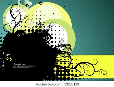 Moderable y moderno fondo floral grungo vectorial con espacio para el texto