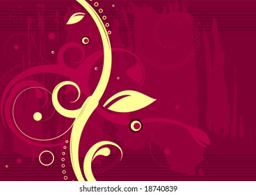 Editable modern vector grunge floral background with space for your text