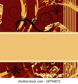 Editable modern vector grunge floral background with space for your text