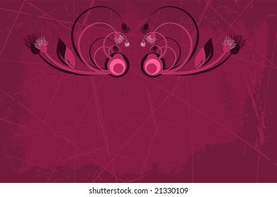 Editable modern vector grunge floral background with space for your text.