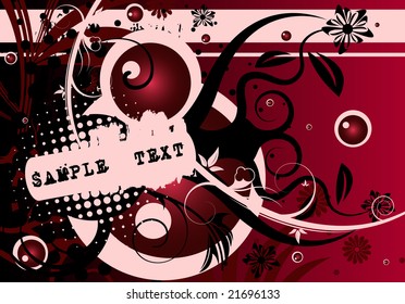 Editable modern vector grunge floral background with space for your text.