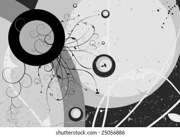 Editable modern vector grunge floral background with space for your text.