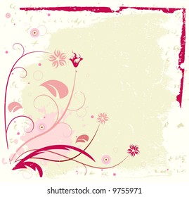 Editable modern vector grunge floral background