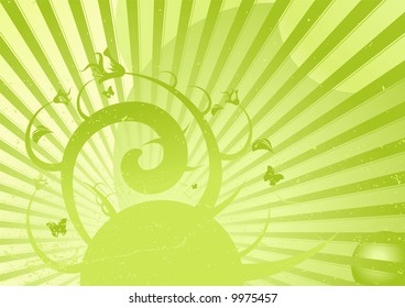 Editable modern vector grunge floral background with space for your text