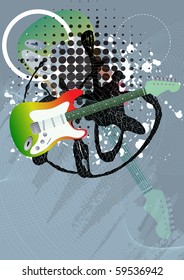 Editable modern vector grunge music background with space for your text