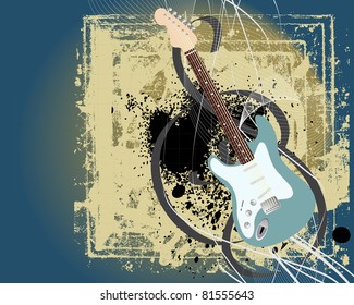 Editable modern vector grunge music background with space for your text