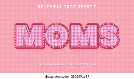 Editable moms text effects, modern colors. Text style effects.