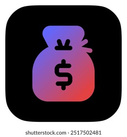Bolsa de dinero editable, icono de Vector de saco de dinero. Parte de una gran familia de iconos. Finanzas, negocios, inversiones, contabilidad. Perfecto para interfaces de Web y App, presentaciones, infografías, etc
