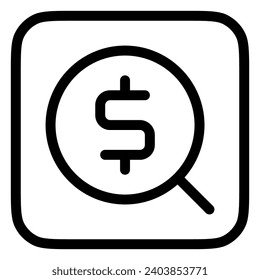 Dinero editable, icono de vector de búsqueda de beneficios. Parte de una familia de iconos grandes. Perfecto para interfaces web y de aplicaciones, presentaciones, infografías, etc