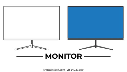 Ícones editáveis do monitor: curvo, plano, ultraamplo, jogos, produtividade, negócios, profissional, moderno, vetor, alta resolução, personalizável, design de UI UX.