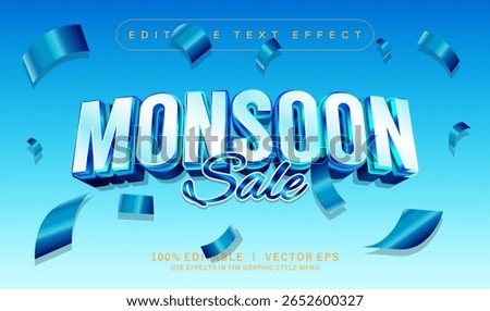 editable monsoon sale 3d vector text effect with modern style design