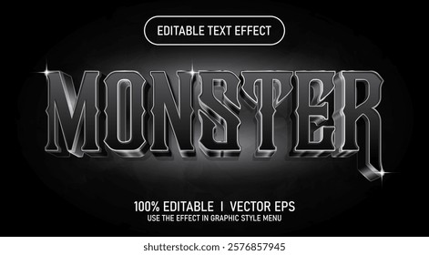 editable monster 3d vector text effect with modern style design