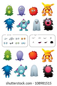 Editable Monsters Set. Create Your Own Monster.