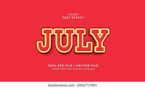 efecto de texto editable del mes de julio.logotipo de tifografía