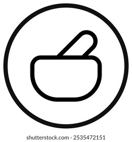 Morteiro e pilão editável, ícone do vetor parmacy. Parte de uma grande família de conjuntos de ícones. Perfeito para interfaces web e app, apresentações, infográficos, etc